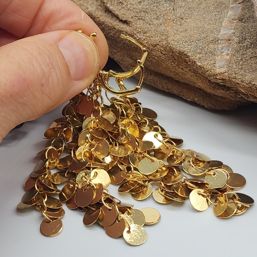 FP Designer Jewelry Chandeliers Drops 14K Gold Plated Coins Disc Luxury